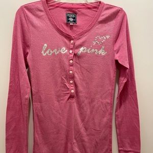 PINK, long sleeve, tshirt material, colour pink